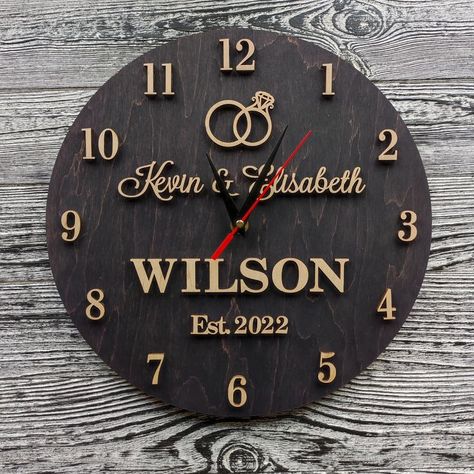 Unique wood wall clocks for HOME! If the kids room, nursery, living room or kitchen lack some accent, you may easily make your wall special with our handmade clocks!

Customization is FREE! If you are searching for something unique, personalized customization on a clock – wording, name, initials, phrasing or symbol engraved – will definitely make any modern clocks unrepeatable.

Like it? Welcome to my Amazon Store! Family Wall Clock, Family Clock, Large Clocks, Make A Clock, Wood Wall Design, Best Wall Clocks, Personalized Wall Clock, Personalized Clocks, Handmade Wall Clocks