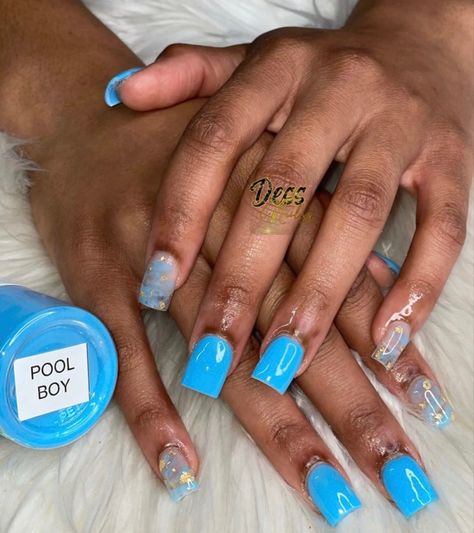 Short Nail Set Blue, Short Nails Ideas Blue, Blue Short Acrylic Nails, Nails Suggestions, Shorts Nails, Fast Nail, Square Nail, Blue Acrylic Nails, Fringe Bangs