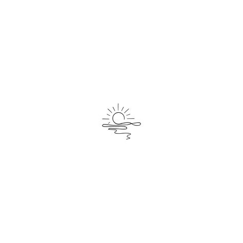 Sea Sunset Tattoo Minimalist, Small Lake Tattoo Ideas, Minimalistic Sunset Tattoo, Sunset Line Tattoo, Seaside Tattoo Ideas, Cyprus Tattoo Ideas, Beach Small Tattoos, Small Island Tattoo, Beach Fine Line Tattoo