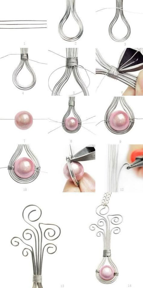 Jewelry Tutorials Necklaces, Bijoux Fil Aluminium, Diy Jewelry Tutorials, Diy Jewelry Necklace, Easy Diy Jewelry, Types Of Jewelry, Wrapped Earrings, Diy Wire Jewelry, Wire Necklace