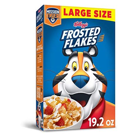 Kellogg's Frosted Flakes - FODMAP Everyday Quick Snacks For Kids, Corn Cereal, Cereal Packaging, Homemade Trail Mix, Cold Cereal, Granola Cereal, Corn Flakes, Ice Cream Toppings, Snacks For Work