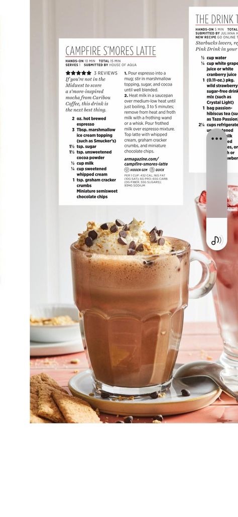 Campfire Mocha Recipe Caribou, Campfire S'mores, Sugar Free Drinks, Mocha Recipe, Caribou Coffee, Starbucks Lovers, Wild Strawberries, Pink Drinks, Cranberry Juice