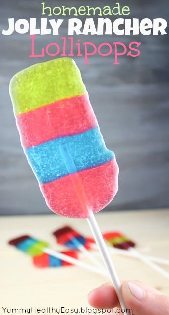 Yummy Healthy Easy: Fun Homemade Jolly Rancher Lollipops - Easy to make and taste so good! #candy #treat #recipe @andreadunn1581 Making Gummies, Monkey Cakes, Jolly Rancher Lollipops, Dessert Original, Candy Man, Candy Recipes Homemade, Oreo Dessert, Jolly Rancher, Homemade Candies