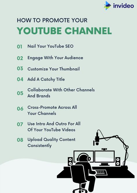 YouTube Channel Promotion. 8 tips that are directed towards two primary goals: ranking on YouTube + Google and increasing engagement rate – this is all that matters to boost your YouTube channel. Visit the InVideo Blog and learn more! #youtube #marketing Best Time To Upload On Youtube, Youtube Set Up, Youtube Growth Tips, Youtube Channel Aesthetic, Youtuber Tips, Youtube Strategy, Youtube Tools, Gym Layout, Computer Hacker