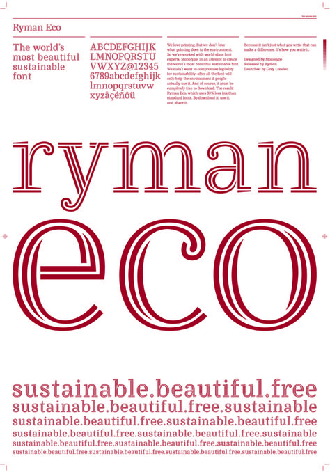 Ryman Eco: Grey London and Ryman launch 'sustainable' free font Eco Font, Digital Media Art, Not Wallpaper, Friends Font, Eco Design, Alphabet Poster, Typography Letters, Typography Logo, Creative Words