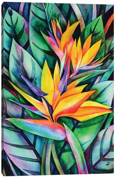 Strelitzia Flower, Orange And Purple Flowers, Paradise Flowers, Hawaiian Art, Art Watercolor Painting, Tropical Art, Bird Of Paradise, Orange And Green, Orange Flower