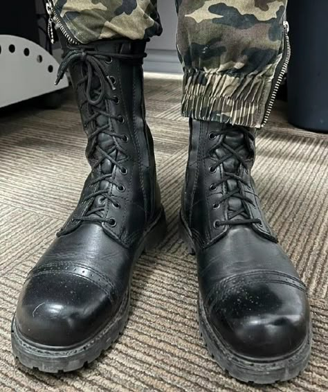 Men’s Combat Boots, Masked Soldier, Combat Boots Aesthetic, Mens Combat Boots, Black Metal Fashion, Steel Boots, Skinhead Fashion, Combat Boots Men, Dr Shoes