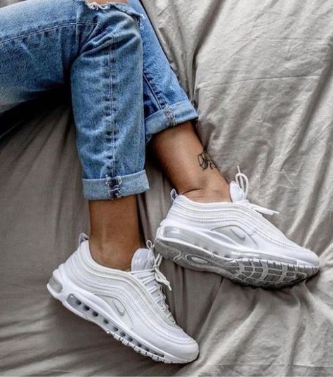 10 Hottest White Trainers To Sport RN Air Max 97 Outfit, Nike Airmax 97, Basket Style, Baskets Nike, Fresh Shoes, Hype Shoes, What's App, Nike Air Max 97, White Trainers