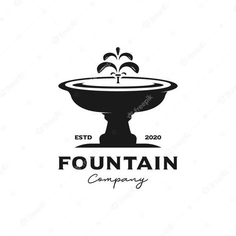 Premium Vector | Vintage retro stone water fountain garden logo design inspirations Fountain Logo, Garden Logo Design, Water Fountain Garden, Drinks Branding, Stone Water Fountain, Garden Logo, Fountain Garden, Water Logo, Hotel Logo