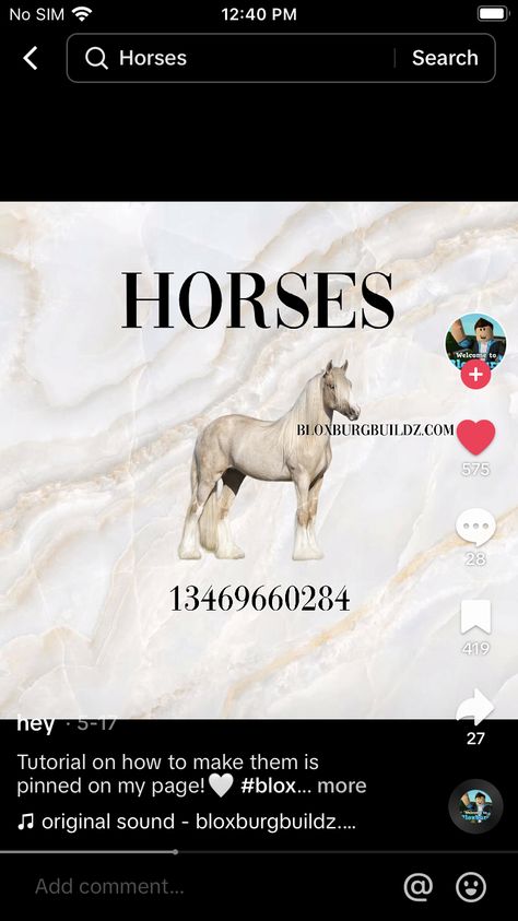 Bloxburg Stable Ideas, Bloxburg Bird Decals, Horse Code Bloxburg, Pet Store Decals Bloxburg, Bloxburg Decals Codes Country, Cow Decals Bloxburg, Bloxburg Farm Animal Decals, Bloxburg Horse Stables, Horse Decals Bloxburg