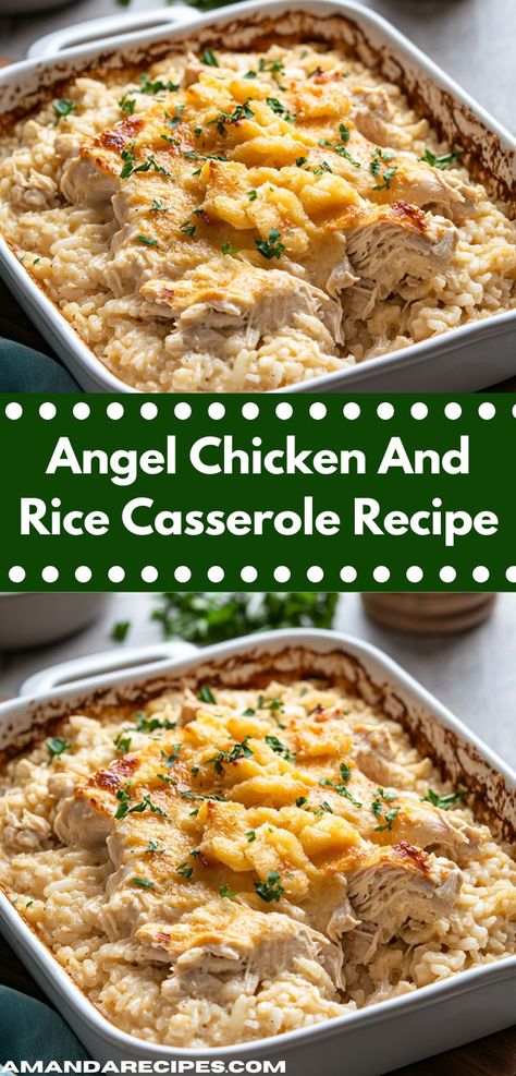 Savor the goodness of Angel Chicken and Rice Casserole, where juicy chicken meets a creamy sauce and fluffy rice. This dish is not only tasty but also an easy choice for dinner. Chicken And Rice Casserole Recipe, Angel Chicken, Chicken And Rice Casserole, Rice Casserole Recipes, Chicken Breast Seasoning, Comfort Dishes, Yummy Chicken Recipes, Chicken And Rice, Rice Casserole