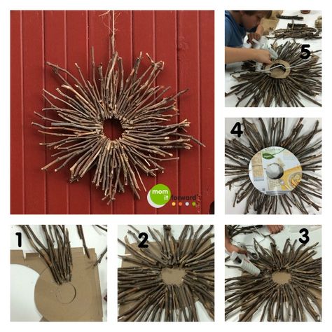 Homemade Twig Wreath Kids Can Make Twig Wreaths, Wood Log Crafts, Fun Fall Decor, Twig Art, Boho Crafts Diy, Family Nature, Wood Wreath, Twig Wreath, Xmas Deco