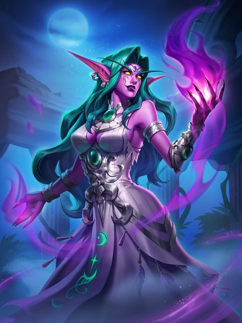 ArtStation - Tyrande, clx_新 Wow Elf, Blizzard Warcraft, Dark Fiction, World Of Warcraft Characters, Warhammer Fantasy Roleplay, Warcraft Characters, Anime Elf, Warcraft Art, Night Elf