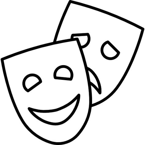 Theatre Faces, Theater Masks, Scrapbook Images, Mask Images, Mask Drawing, Theatre Masks, Free Icon Packs, Sketch Notes, Free Icon