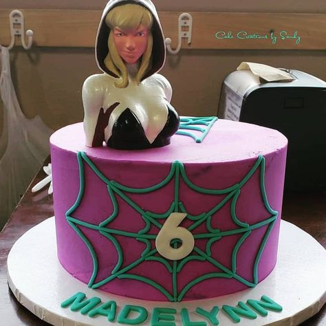 Spidergirl Cake, Gwen Stacy Cake, Ghost Spider Cake, Spiderman And Spider Gwen, Spiderman Cake Topper, Spider Cake, Superhero Birthday Cake, Spiderman Cake, Gwen Stacy