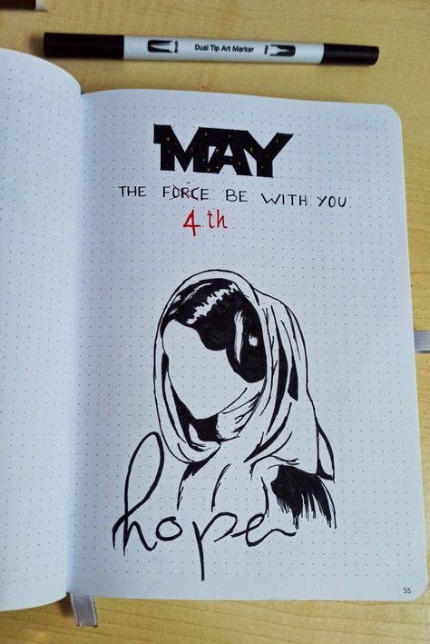 May The 4th Be With You Aesthetic, Star Wars Bujo, Star Wars Bullet Journal, Bullet Journal May, Star Wars Leia, Bujo Themes, May The Fourth Be With You, May The Fourth, Bujo Ideas