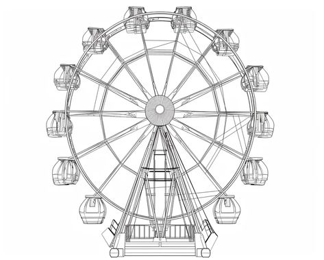 The image is a Ferris wheel. It is a large, rotating wheel that people can ride in ->> more details in ai-img-gen.com Ferris Wheel Clipart, Ferris Wheel Sketch, Memorie Journal, Ferris Wheel Drawing, Wheel Drawing, Beautiful Scenery Drawing, Wheel Tattoo, Scenery Drawing, Wheel Art