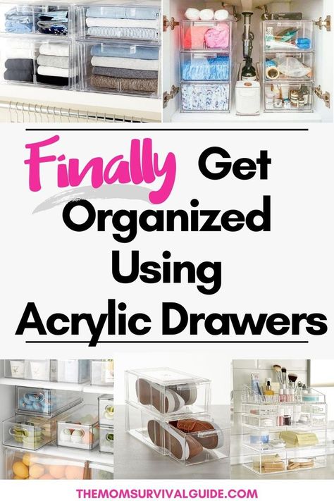 These plastic drawer storage ideas will give you great organization ideas for the home. I love acrylic drawers for much of the organizing in my home because it is versatile, is easy to use, and it looks good. Find out where I use acrylic drawers in my home to stay organized so you can get organized too. | home management | home organization | decluttering ideas | storage solutions | Plastic Drawer Storage Ideas, Drawer Storage Ideas, Ways To Organize Your Home, Acrylic Drawer Organizer, Organization Ideas For The Home, Plastic Storage Drawers, Tool Drawers, Decluttering Ideas, Acrylic Drawers