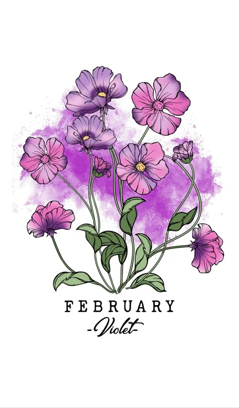 February Violet, Desain Buklet, Flower Art Drawing, Getting A Tattoo, Calendar Wallpaper, Minimalist Tattoos, Bullet Journal Design Ideas, Bullet Journal Themes, Graphic Tshirt Design