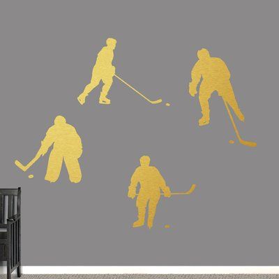 Zoomie Kids 12 Piece Hockey Wall Decal Set Color: Gold Hockey Kids, Letter Wall, Vinyl Designs, Vinyl Wall Decals, Wall Sticker, Coloring For Kids, Wall Decal, Textured Walls, Wall Stickers