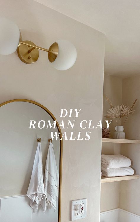 Diy Roman Clay, Roman Clay Walls, Desert Bathroom, Clay Walls, Roman Clay, Limewash Walls, Tile Refinishing, Venetian Plaster Walls, Diy Plaster