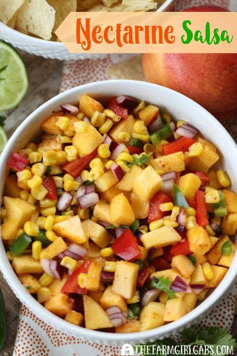 Baked Nectarine Recipes, Nectarine Salsa, Nectarine Recipes, Chicken Flautas, Best Macaroni Salad, Baked Buffalo Chicken, Basil Recipes, Macaroni Salad, Yummy Dips