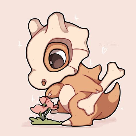 Cubone 🌸 . . #pokemon #cubone #cute #anime #fanart Pokemon Art Easy, Cubchoo Pokemon Art, Charmeleon Pokemon Art, Pokemon Couple Pfp, Cute Pokemon Stickers, Pokemon Starters Art, Cubone Art, Cubone Wallpaper, Bone Pokemon