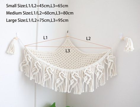 Corner Hammock, Macrame Cat Hammock, Hanging House, Macrame Hammock, Swing Bed, Bed In Corner, Wall Corner, Pet Hammock, Hanger Storage