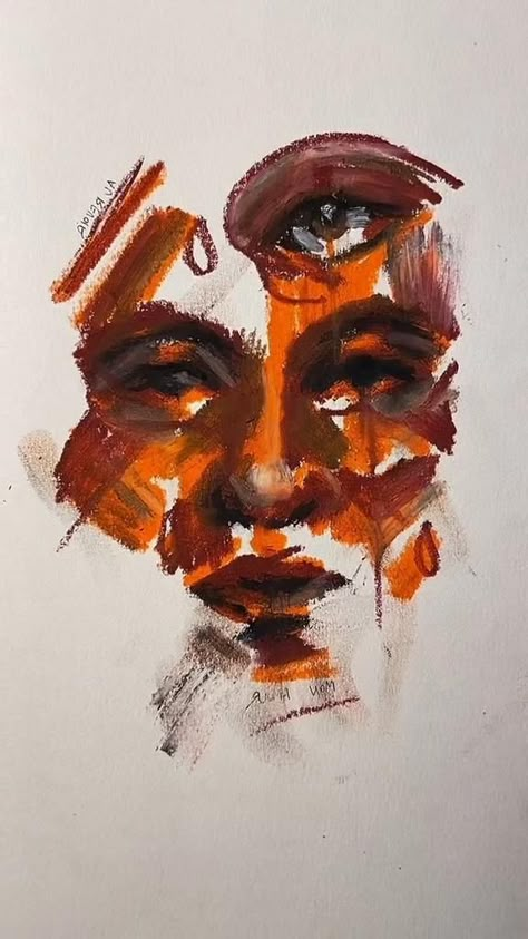 심플한 그림, Portrait Tutorial, Surreal Portrait, Oil Pastels Painting, Oil Pastel Art, Oil Pastel Drawings, Arte Inspo, Arte Sketchbook, Art Inspiration Painting