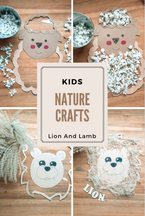 Kids nature crafts. Lion and a lamb Kids Nature Crafts, Repurposed Cardboard, Timeout Corner, Nature Crafts Kids, Lion Craft, Lion And Lamb, Screen Free Activities, Spring Kids, Outdoor Activities For Kids