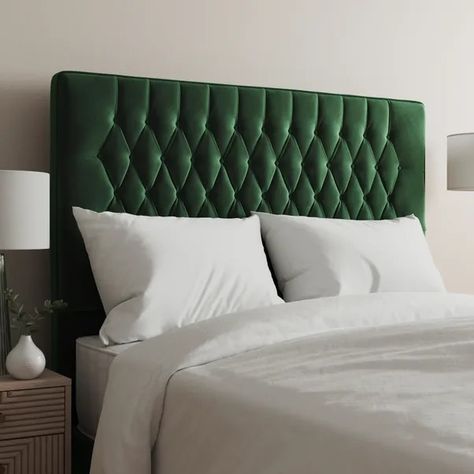 Dark Green Headboard, Chesterfield Headboard, Luxury Headboard, Green Headboard, Velvet Chesterfield, Divan Beds, Green Bedroom Decor, Watching Television, Green Bedroom