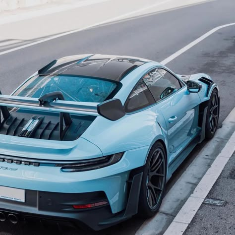 Porsche Gt3 Rs Blue, Light Blue Cars, Baby Blue Porsche, Porche 911gt3, Porches Car, Navy Car, Blue Porsche, Porsche Gt2 Rs, Blue Cars