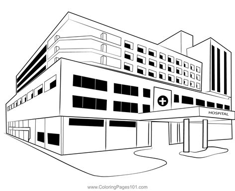 Hospital Coloring Page Hospital Sketch, Hospital Drawing, Sketch Architecture, Star Wars Colors, City Hospital, Barbie Coloring, Barbie Coloring Pages, Bear Coloring Pages, Horse Coloring Pages