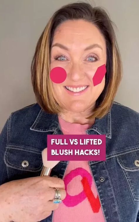 This guide shares 2 easy blush hacks. Learn 2 simple blush tricks in this quick post. Blush Tricks, Blush Hacks, Thinner Face, Blush Application, How To Apply Blush, Dress Alterations, Blush Brush, Shirt Dress Casual, Tee Outfit