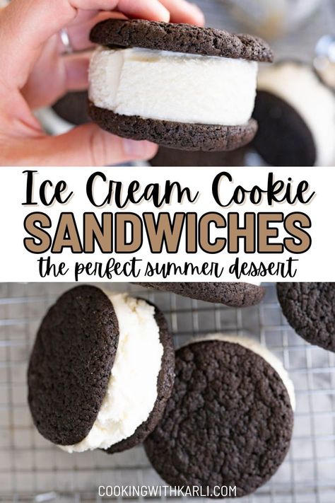 Nothing screams summer quite like an ice cream cookie sandwich. And this homemade version is quite literally unbeatable. Ice cream sandwich cookies are summer epitomized! Perfect for barefoot, backyard evenings, front porch chats, lazy walks around the neighborhood, firework picnics, and so on – your love for ice cream cookies is going to be so much more than a summer fling. | how to make ice cream sandwiches | homemade ice cream sandwiches | ice cream sandwiches at home | summer desserts Sugar Cookie Ice Cream Sandwich, Ice Cream Sandwich Cookies, Ice Cream Cookie Sandwich Recipe, Homemade Ice Cream Sandwiches, Ice Cream Sandwiches Recipe, Cookie Sandwich, Classic Cookies Recipes, Cookie Sandwiches, Oreo Ice Cream