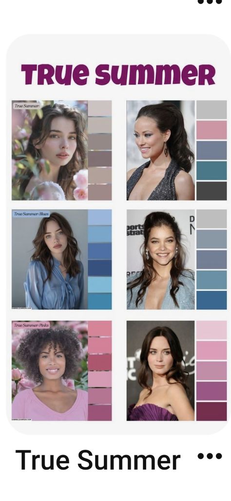 True Summer Neutral Colors, True Winter Summer Outfits, True Summer Winter Outfits, True Summer Clothes, True Summer Hair Color Palette, True Summer Palette Outfits, True Summer Aesthetic, True Summer Outfits Inspiration, True Summer Vs Soft Summer