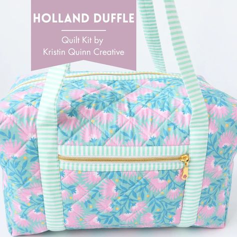 The Holland Duffle Bag | Curated Kit from Kristin Quinn Creative Duffle Bag Pattern, Cruise Aesthetic, Surfer Vibes, Backpack Pattern Sewing, Duffle Bag Patterns, Diy Bags Patterns, Fusible Interfacing, Book Sleeve, Duffle Bags