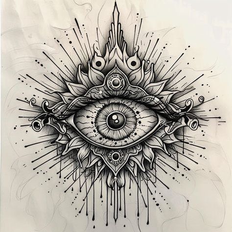 Artistic Mystical Tattoos Tattoo Sketches Neo Traditional Tattoo Design Black And Grey, Mystic Tattoo Designs, The World Is Yours Tattoo, Geometric Tattoo Hand, Eye Tattoo Design, Third Eye Tattoos, Medusa Tattoo Design, Mystical Tattoos, Spirit Tattoo