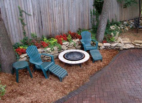 Backyard Ideas For Small Yards, No Grass Backyard, Grasses Landscaping, Low Maintenance Landscaping, Patio Landscaping, Backyard Fire, Small Yard, Landscaping Tips, Fire Pit Backyard