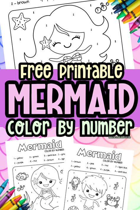 We love free printable color by number pages. So, we created these cute mermaid color by number sheets. These free printable color by number mermaid pages are a wonderful mermaid coloring activity for kids who love everything about magical mermaids. Head over to our website today to download these free printable mermaid coloring pages and to see our large and growing collection of best ever color by number activities for preschoolers and older kids. Number Activities For Preschoolers, Color By Number For Kids, Free Printable Mermaid, Color By Number Worksheet, Number For Kids, Pre K Lesson Plans, Mermaid Books, Quiet Play, Free Activities For Kids