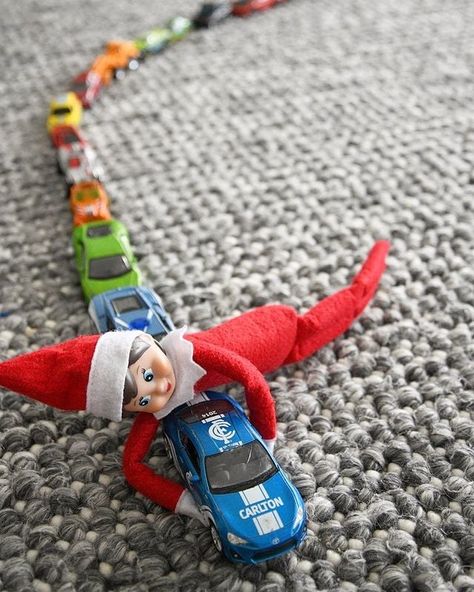 Easy Elf On The Shelf, Easy Elf, Mom Activities, Matchbox Cars, Elf Ideas, Elf On A Shelf, Elf On The Shelf Ideas, Shelf Ideas, Christmas 2020