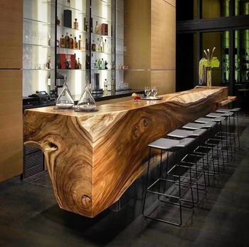 New Design Fashionable Long High Industrial Vintage Restaurant Kitchen Wood Slab Home Bar Tables Counter - Buy Bar Tables,Bar Counter,Home Bar Product on Alibaba.com Modern Home Bar Designs, Bar Counter Design, Log Table, Modern Home Bar, Home Bar Design, Vintage Restaurant, Counter Design, Residential Interior Design, Wood Bar