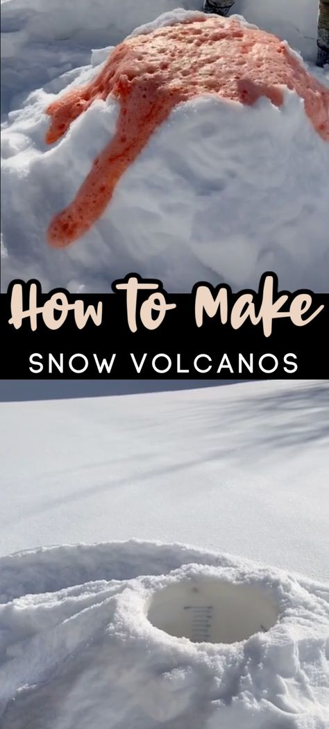 Snow Day Fun, Erupting Snow, Snow Volcano, Volcano For Kids, Snow Building, Weather Activities Preschool, Making A Volcano, Homeschool Coop, Snow Crafts