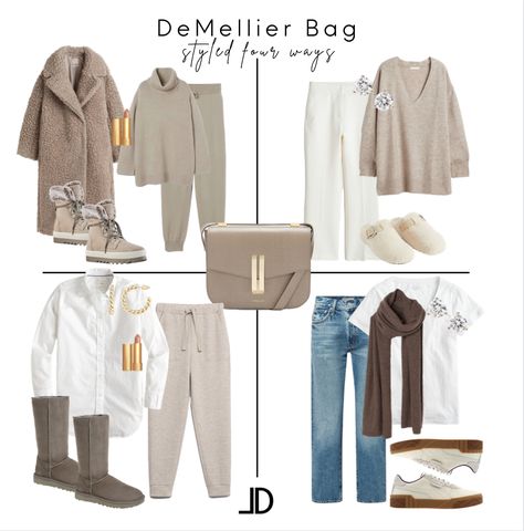 Taupe Coat Outfit, Demellier Bags Outfit, Uk Winter Fashion, Taupe Bag Outfit, Demellier Bag, Ladies Winter Fashion, Coats Outfit, Taupe Outfit, Hand Bags Ideas