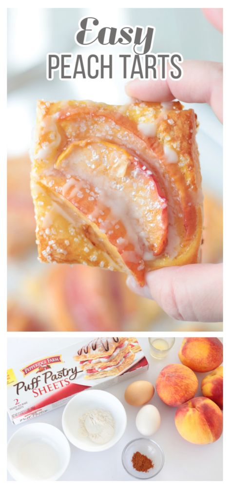 Peach Tartlets Puff Pastries, Freezable Peach Recipes, Phyllo Dough Recipes Dessert Peach, Peach Upside Down Puff Pastry, Peach Hand Pies With Puff Pastry, Peach Crossaint, Peach Tarts Recipe, Fresh Peach Turnovers Puff Pastries, Puff Pastry And Peaches