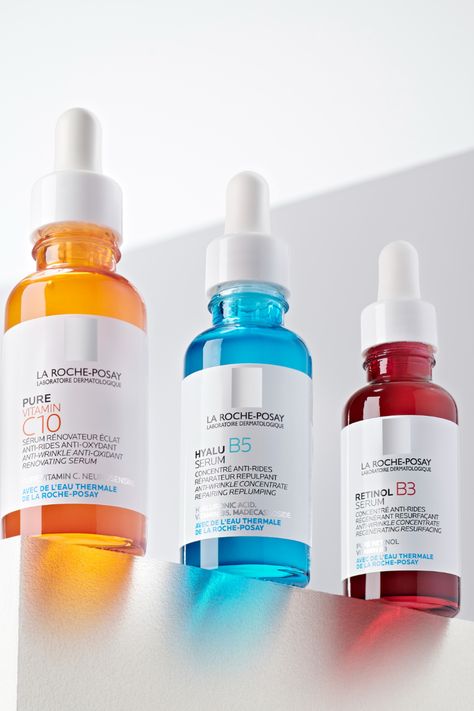 La Roche Posay Photography, Skin Serum Photography, Serum Photography Products, Serums Photography, Skin Care Products Photography, La Roche Posay Serum, Serum Product Photography, La Roche Posay Products, Serum Design