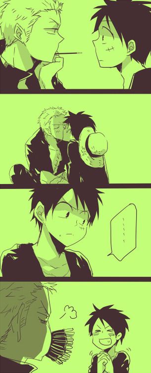 Dark Honey Zolu Fanart, Zolu One Piece, Luffy Ships, Zoro X Luffy, Zoro And Luffy, Luffy X Zoro, Monster Trio, One Piece Cute, Zoro Luffy