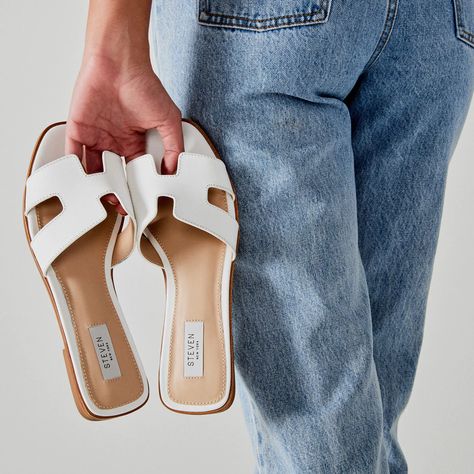 Steve Madden Hadyn Sandal Steve Madden Hadyn, White Leather Sandals, Steve Madden Store, Steve Madden Sandals, Spring Wear, Leather Sandals Women, 5 Inch Heels, Designer Sandals, White Leather