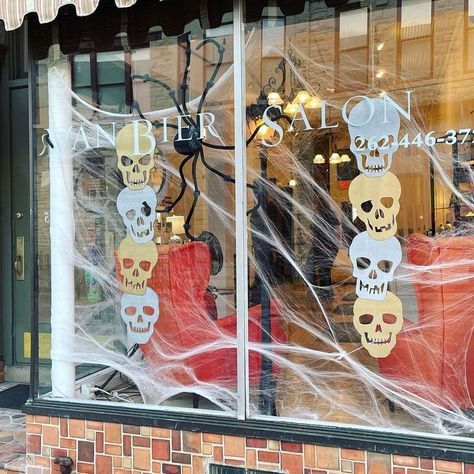 Spiderweb Window, Spider Web Window, Halloween Window Display, Skeleton Costumes, Spider Web Decoration, Halloween Window, Window Decoration, Window Display, Window Decor