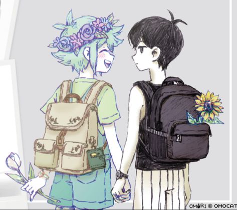 Omori Basil x Omori Sunny Sunflower Icon Psychological Horror, The Sunflower, Horror Game, Ship Art, The Two, Cute Icons, Pose Reference, Drawing Reference, Star Fashion